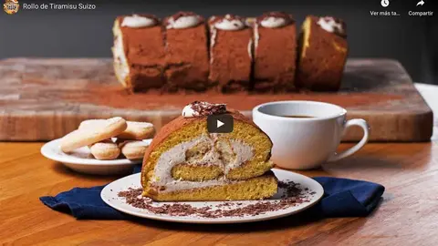 Rollo de tiramisú suízo increíble...¡Para chuparse los dedos!