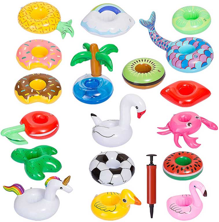 regalos para un día en la piscina: posavasos hinchables