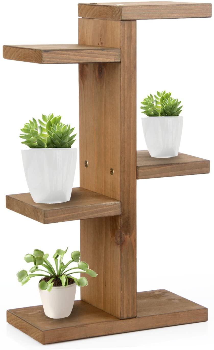 Estantería de madera para macetas