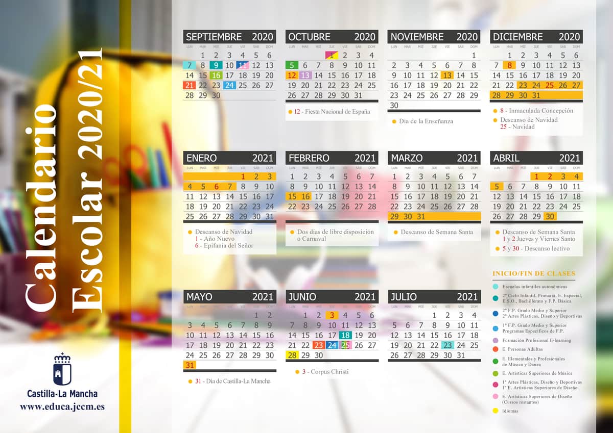 Calendario Escolar Castilla-La Mancha: educación online en casa