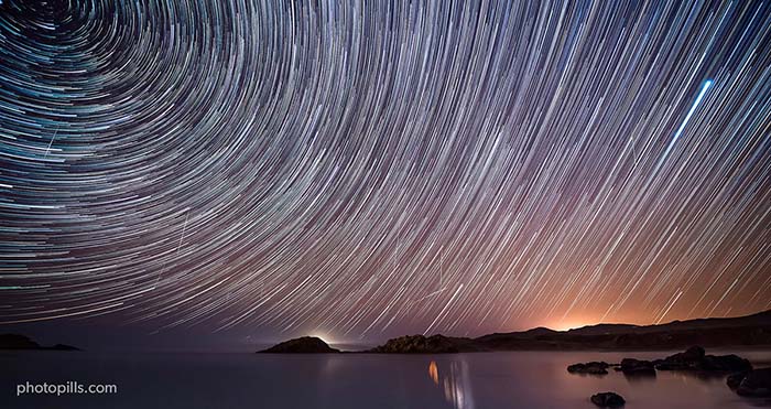 fotografía lluvia de estrellas perseidas estelas