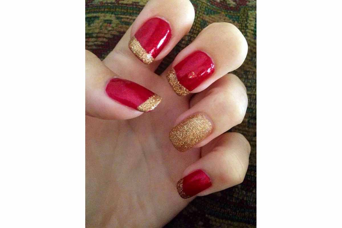 manicura dorada roja navidad decoración uñas foto pinterest